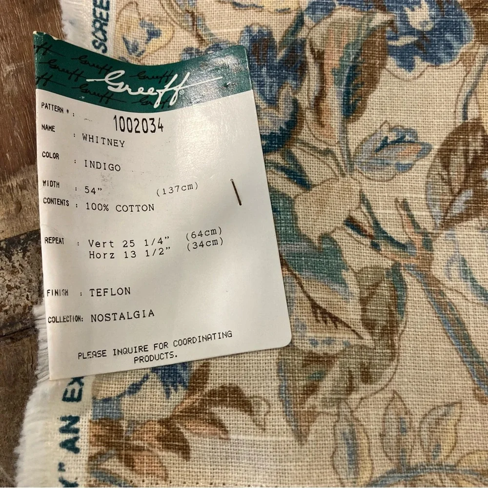 5pcs Fabric Samples Lot - Rustic Blues Florals & Damask